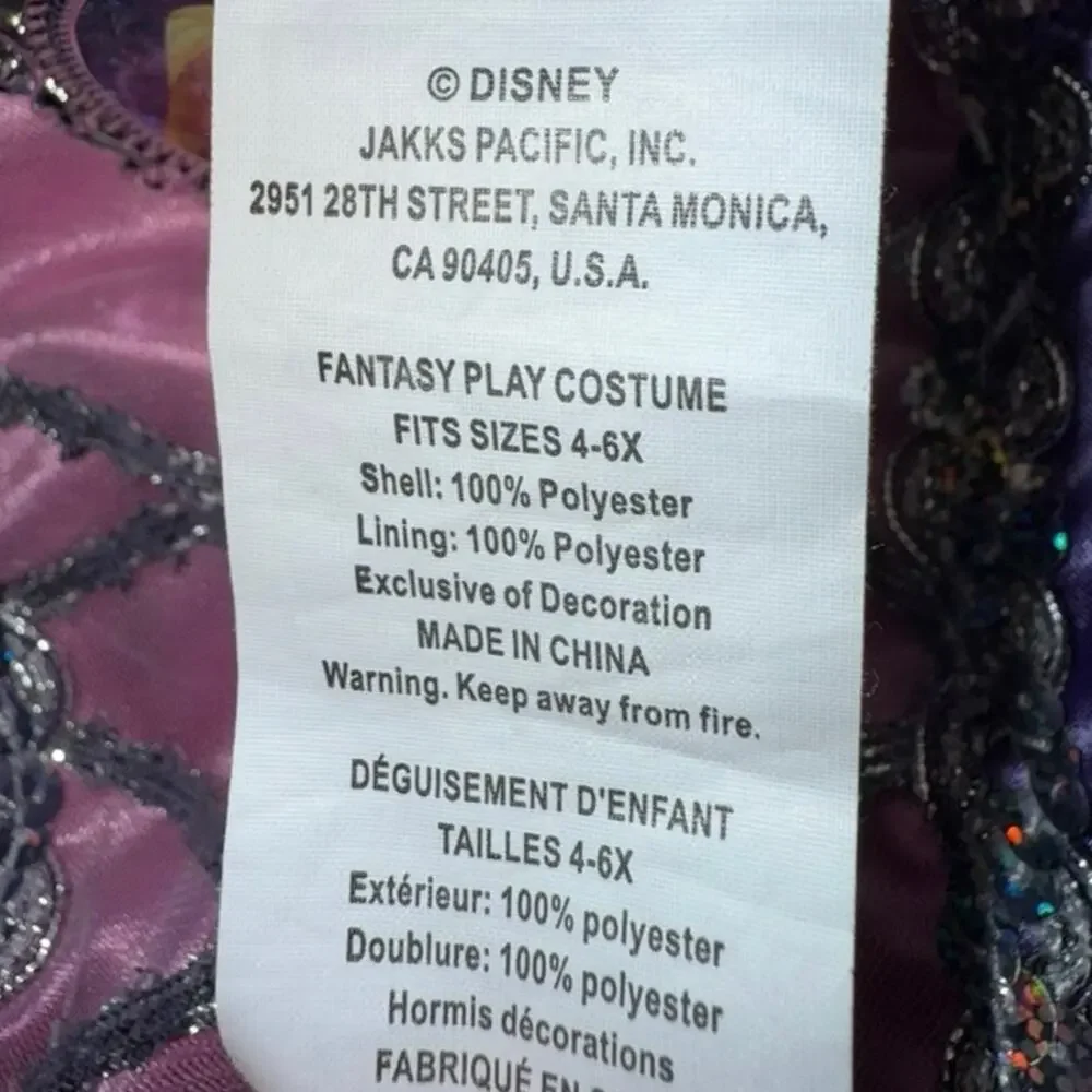 Disney Rapunzel Tangled Girls' halloween Costume Purple pink Dress up size 4-6X
